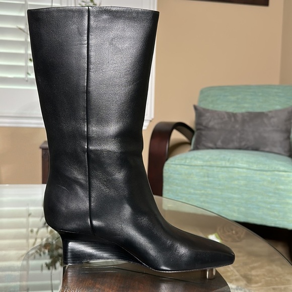 Vince Women's Beverly Square Toe mid calf Wedge Heel Boots size 8.5 - Picture 5 of 14